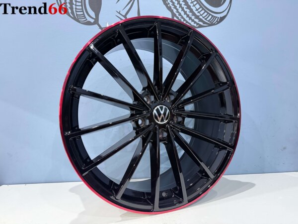 19 Inch Velgen 5x112- R Clupsport Look velgen in Hoogglans zwart met Rode rand