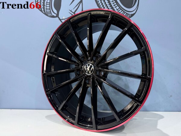 19 Inch Velgen 5x112- R Clupsport Look velgen in Hoogglans zwart met Rode rand