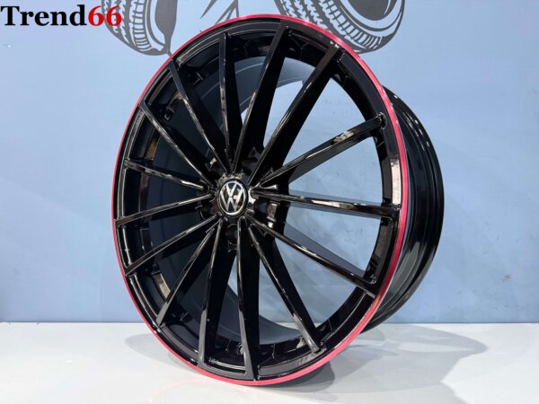 19 Inch Velgen 5x112- R Clupsport Look velgen in Hoogglans zwart met Rode rand