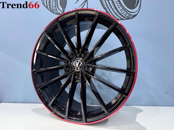 19 Inch Velgen 5x112- R Clupsport Look velgen in Hoogglans zwart met Rode rand