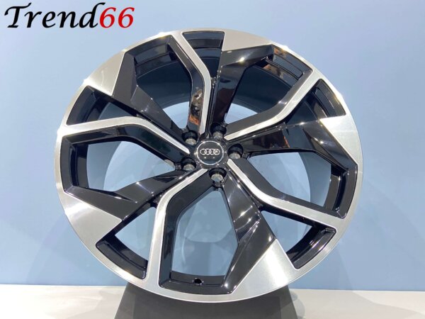 23 Inch Velgen 5x112 - RSQ8 Look Velgen Set in Hoogglans Zwart Gepolijste kleur