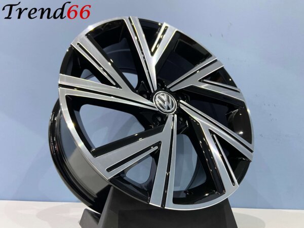 19 Inch Velgen 5x112- Bergamo Look Velgen Set in Hoogglans Zwart Gepolijste kleur