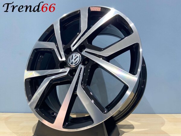 18 Inch Velgen 5x100- Brescia Look Hoogglans zwart gepolijste kleur
