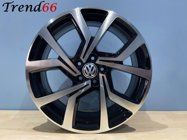 18 Inch Velgen 5x100- Brescia Look Hoogglans zwart gepolijste kleur