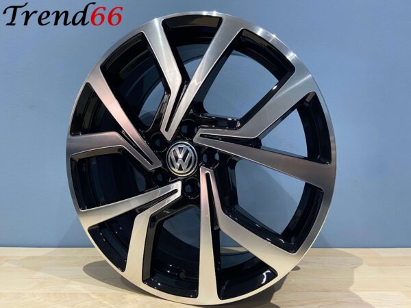 18 Inch Velgen 5x100- Brescia Look Hoogglans zwart gepolijste kleur