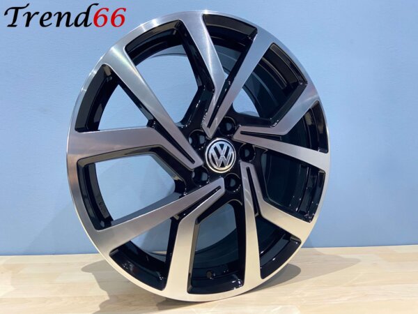 18 Inch Velgen 5x100- Brescia Look Hoogglans zwart gepolijste kleur