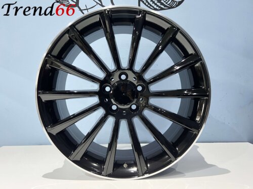 18 Inch Velgen 5x112- Multispaak AMG Look Velgen Hoogglans Zwart met Chrome Rand