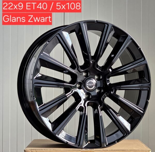 22'' 5x108 R Line Polestar Look Hoogglans Zwarte Kleur Sport Velgen set