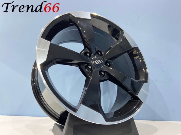 IMG_2440 18 Inch 5x112 RS Rotor Look Velgen Set Glans Zwart Gepolijste Kleur