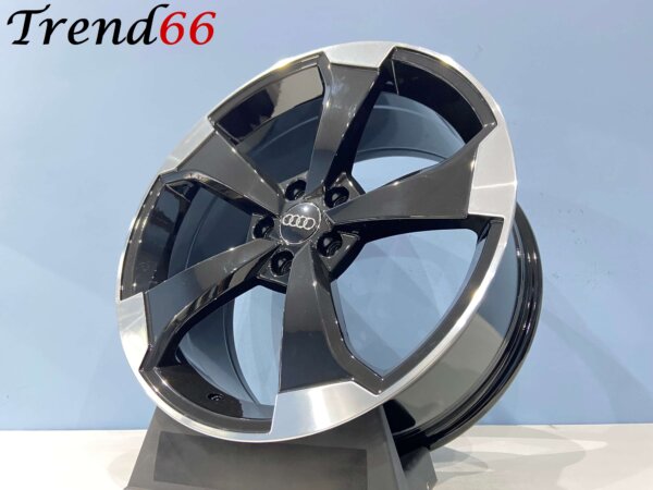 IMG_2441 18 Inch 5x112 RS Rotor Look Velgen Set Glans Zwart Gepolijste Kleur