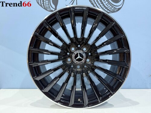 19 Inch 5x112 MultiSpaak Model AMG Look Velgen Set Hoogglans Zwart Met Lip Gepolijste Kleur
