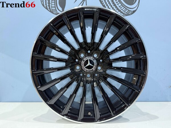 19 Inch 5x112 MultiSpaak Model AMG Look Velgen Set Hoogglans Zwart Met Lip Gepolijste Kleur