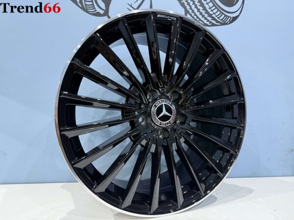19 Inch 5x112 MultiSpaak Model AMG Look Velgen Set Hoogglans Zwart Met Lip Gepolijste Kleur