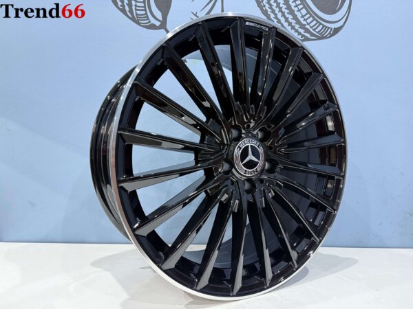 19 Inch 5x112 MultiSpaak Model AMG Look Velgen Set Hoogglans Zwart Met Lip Gepolijste Kleur