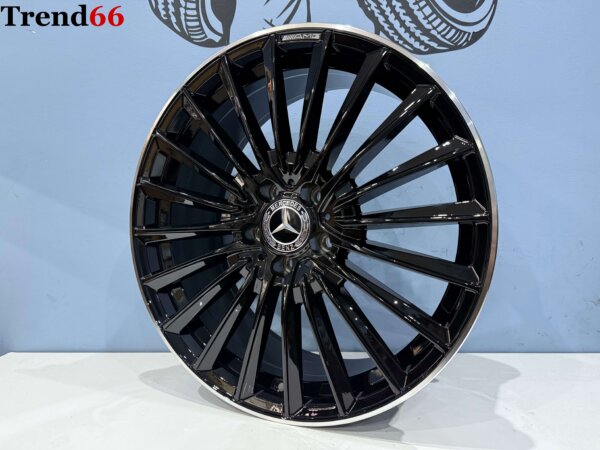 19 Inch 5x112 MultiSpaak Model AMG Look Velgen Set Hoogglans Zwart Met Lip Gepolijste Kleur