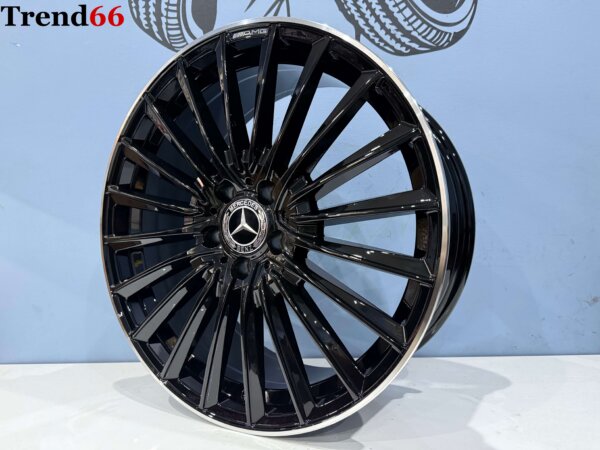 19 Inch 5x112 MultiSpaak Model AMG Look Velgen Set Hoogglans Zwart Met Lip Gepolijste Kleur