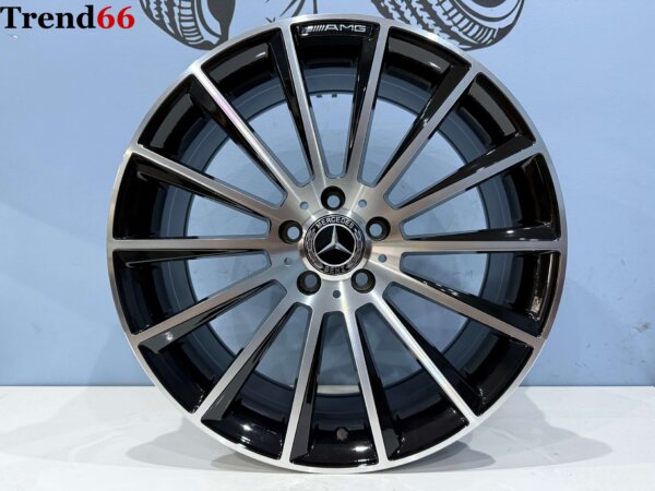 19 Inch 5x112 Multispaak AMG Look Velgen Set Hoogglans Zwart Gepolijste Kleur
