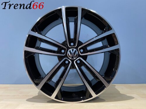 19 Inch Velgen 5x112- Sevilla R Look Velgen Set Hoogglans Zwart Gepolijst Kleur