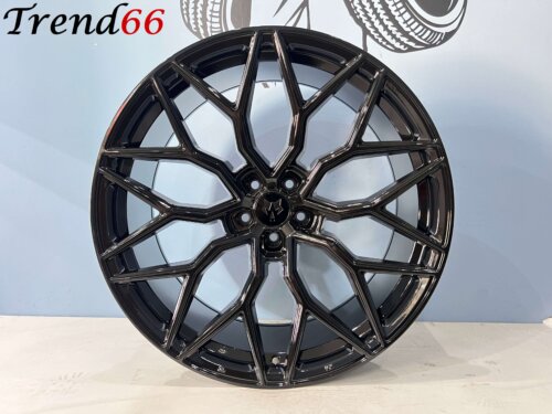 21 Inch 5x112 Vossen Look Velgen set Hoogglans Zwarte Kleur