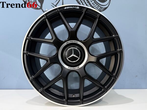IMG_8621 19 Inch 5x112 Y Spaak AMG Look Velgen Set Mat Zwart Met Gepolijste Rand