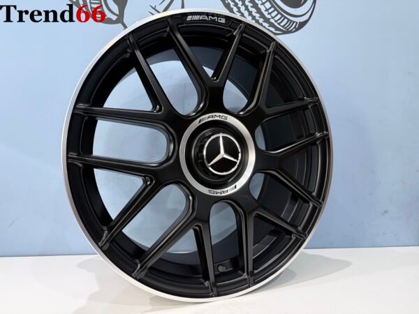 IMG_8622 19 Inch 5x112 Y Spaak AMG Look Velgen Set Mat Zwart Met Gepolijste Rand