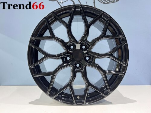 18 Inch 5x112 Y Spaak Vossen Look Hoogglans Zwarte kleur Velgen Set