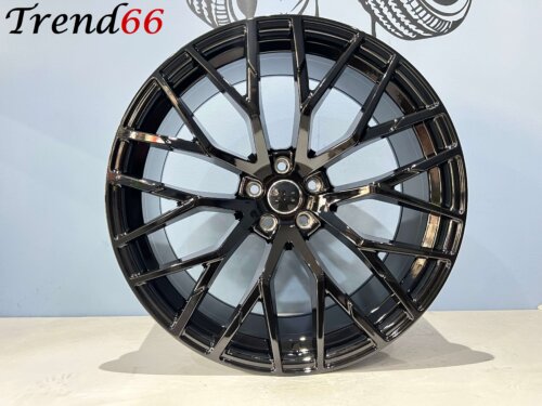 22 Inch 5x112 R8 Performance Look Velgen Set. Hoogglans Zwart Kleur
