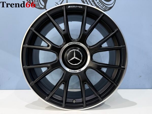 19'' 5x112 Y Spaak 2026 Model AMG Look Velgen Set Satin Zwart Met Lip Gepolijste Rand Kleur
