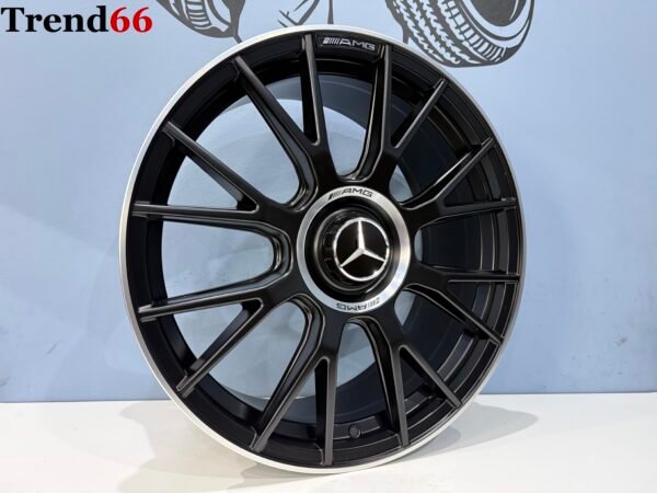 19'' 5x112 Y Spaak 2026 Model AMG Look Velgen Set Satin Zwart Met Lip Gepolijste Rand Kleur
