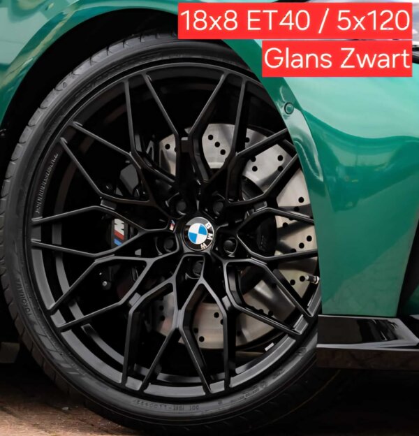 18 Inch 5x120 1000M Look Velgen Set Hoogglans Zwarte Kleur