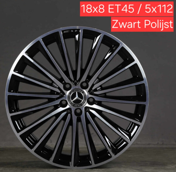 OKAZ1962 18 Inch 5x112 2025 Nieuwste Model Veel Spaak AMG Look Velgen Set Hoogglans Zwart Gepolijst Kleur