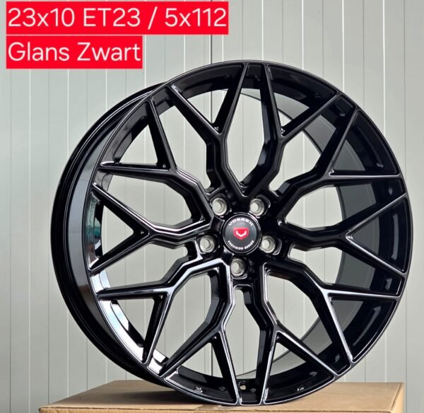 23 Inch 5x112 Velgen Set Vossen Look in Hoogglans Zwart
