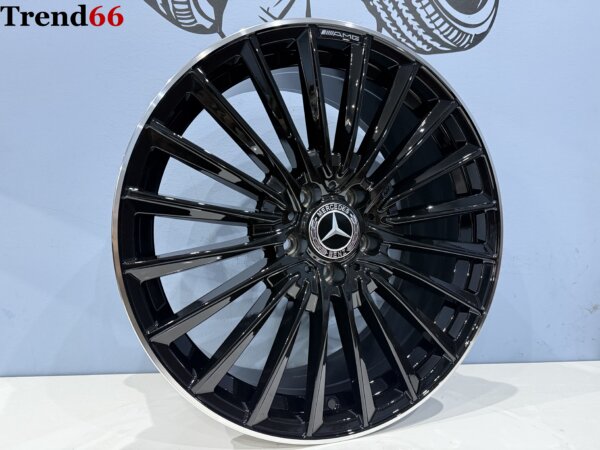 18 Inch 5x112 Multi Spaak Model AMG Look Velgen Set Hoogglans Zwart Met Lip Gepolijste Kleur