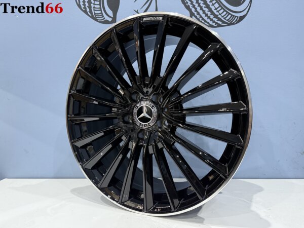 18 Inch 5x112 Multi Spaak Model AMG Look Velgen Set Hoogglans Zwart Met Lip Gepolijste Kleur