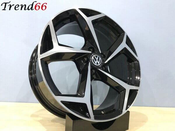18 Inch Velgen 5x100- Bonneville Look Velgen Set  Zwart Gepolijste  Kleur
