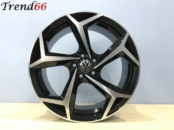 18 Inch Velgen 5x100- Bonneville Look Velgen Set  Zwart Gepolijste  Kleur