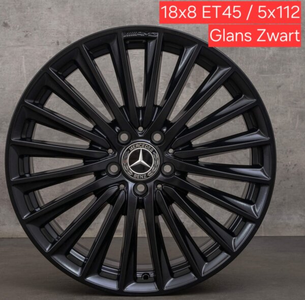 18 Inch 5x112 2025 Nieuwste Model Veel Spaak AMG Look Velgen Set Hoogglans Zwart